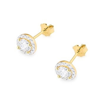 Cercei Aur 14K cu White Sapphire 0.60 ct si Diamante Naturale 0.24 ct - Img 2