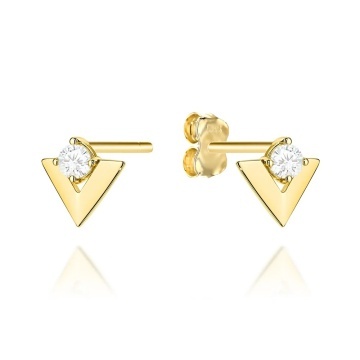 Cercei Aur 14K Trunchi Cu Zirconiu Central