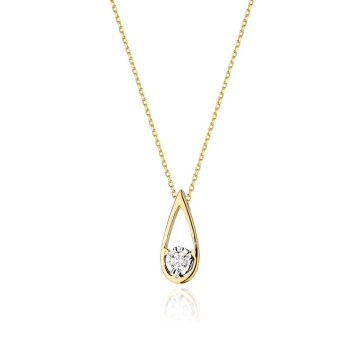 Colier Aur 14K cu Diamant Natural 0.08 ct