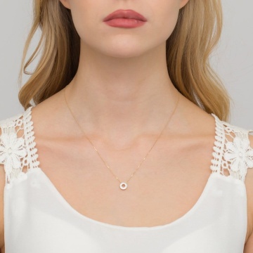 Colier Aur 14K cu Diamante Naturale 0.07 ct - Img 3