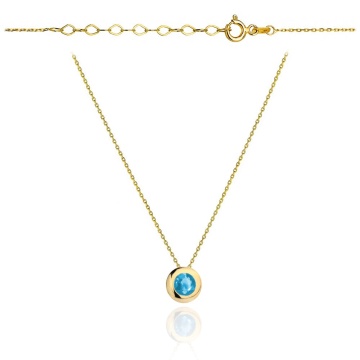 Colier cu Cristal Albastru- Aur 14k - Img 2