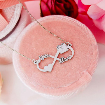 Colier din argint cu infinit personalizabil cu orice nume si figurine copilasi - Img 3