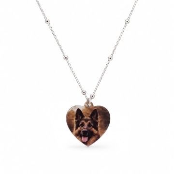 Colier Kolorino din Argint 925 cu Inimioară Printată Color – 18 mm - Pet Edition