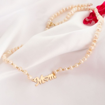 Colier MOM cu perle de cultura, 10 bilute de 2mm aur 14K si pandantiv - Img 4