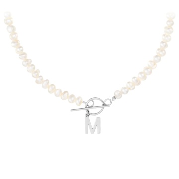 Colier You & Pearls din Argint 925 și inițială