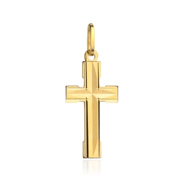 Cruciuliță Aur 14K cu Detalii Sculpturale