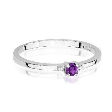 Inel Aur 14K cu Ametist 0.10 ct si Diamante Naturale 0.01 ct - Img 10