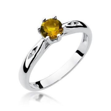 Inel Aur 14K cu Citrin 0.50 ct si Diamante Naturale 0.01 ct - Img 4