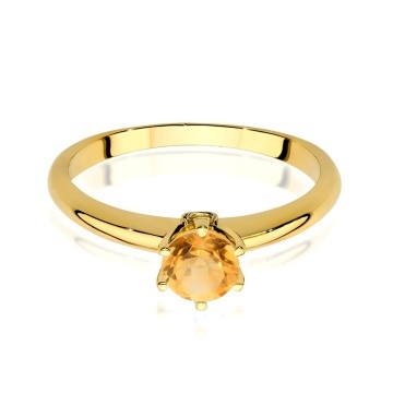 Inel Aur 14K cu Citrin 0.50 ct si Diamante Naturale 0.04 ct - Img 2