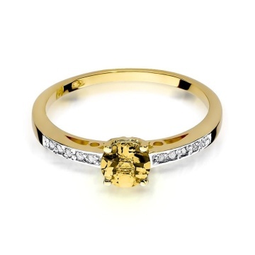 Inel Aur 14K cu Citrin 0.50 ct si Diamante Naturale 0.05 ct - Img 2