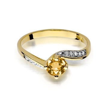 Inel Aur 14K cu Citrin 0.50 ct si Diamante Naturale 0.05 ct - Img 2