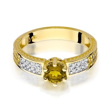 Inel Aur 14K cu Citrin 0.50 ct si Diamante Naturale 0.08 ct - Img 2