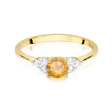 Inel Aur 14K cu Citrin 0.50 ct si Diamante Naturale 0.18 ct - Img 2