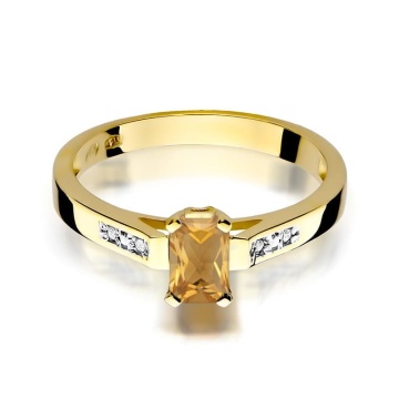 Inel Aur 14K cu Citrin 0.60 ct si Diamante Naturale 0.04 ct - Img 2