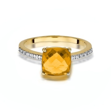 Inel Aur 14K cu Citrin 2.00 ct si Diamante Naturale 0.07 ct - Img 2
