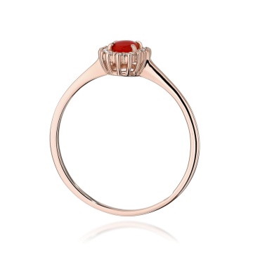 Inel Aur 14K cu Coral 0.20 ct si Diamante Naturale 0.08 ct - Img 9