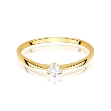 Inel Aur 14K cu Diamant Natural 0.10 ct - Img 2