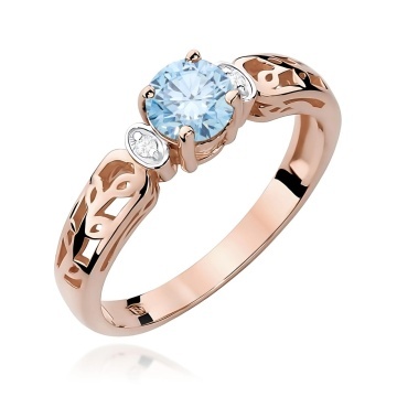 Inel Aur 14K cu Diamante Albastre de Laborator 0.52 ct - Img 5