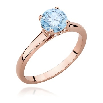 Inel Aur 14K cu Diamante Albastre de Laborator 1.07 ct - Img 5
