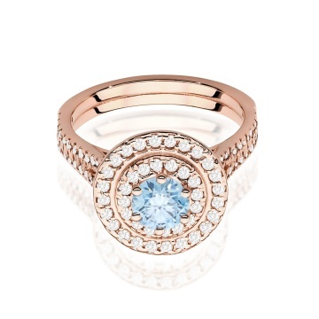 Inel Aur 14K cu Diamante Albastre de Laborator 1.11 ct - Img 6