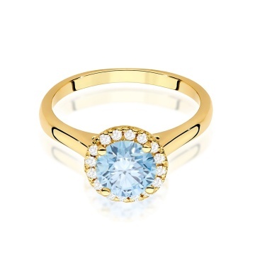 Inel Aur 14K cu Diamante Albastre de Laborator 1.14 ct - Img 2