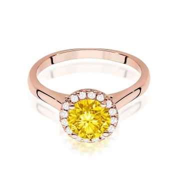Inel Aur 14K cu Diamante Galbene de Laborator 1.14 ct - Img 6