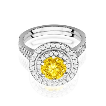 Inel Aur 14K cu Diamante Galbene de Laborator 1.63 ct - Img 10