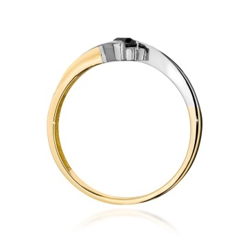 Inel Aur 14K cu Diamante Naturale Albe si Negre 0.15 ct - Img 2