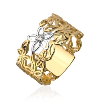 Inel Aur 14k cu Floare si Model Floral - Img 4