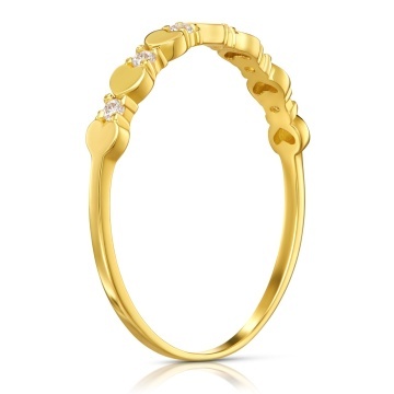 Inel Aur 14k cu Inimioare si Zirconii Cubice - Img 2