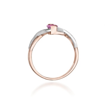Inel Aur 14K cu Pink Sapphire 0.45 ct si Diamante Naturale 0.05 ct - Img 7