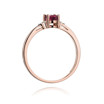 Inel Aur 14K cu Rhodolite 0.50 ct si Diamante Naturale 0.05 ct - Img 7