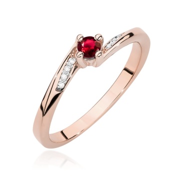 Inel Aur 14K cu Rubin 0.15 ct si Diamante Naturale 0.04 ct - Img 5