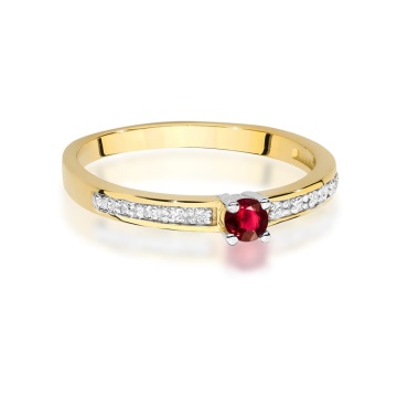 Inel Aur 14K cu Rubin 0.15 ct si Diamante Naturale 0.05 ct - Img 2