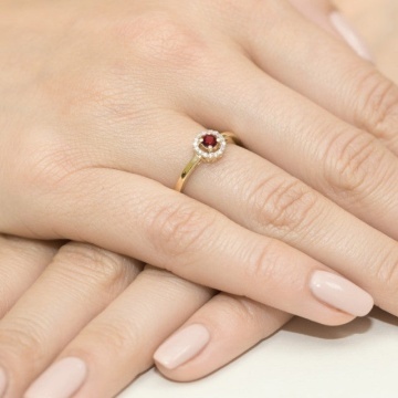 Inel Aur 14K cu Rubin 0.15 ct si Diamante Naturale 0.08 ct - Img 4