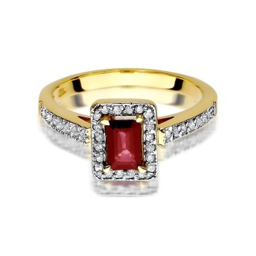 Inel Aur 14K cu Rubin 0.80 ct si Diamante Naturale 0.22 ct - Img 2