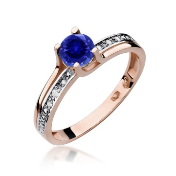 Inel Aur 14K cu Safir 0.50 ct si Diamante Naturale 0.03 ct - Img 5