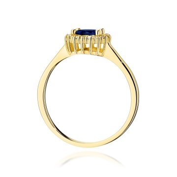 Inel Aur 14K cu Safir 0.50 ct si Diamante Naturale 0.14 ct - Img 3