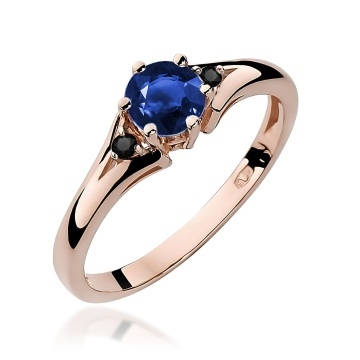 Inel Aur 14K cu Safir 0.50 ct si Diamante Naturale Negre 0.03 ct - Img 7