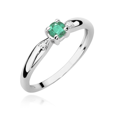 Inel Aur 14K cu Smarald 0.15 ct si Diamante Naturale 0.01 ct - Img 9