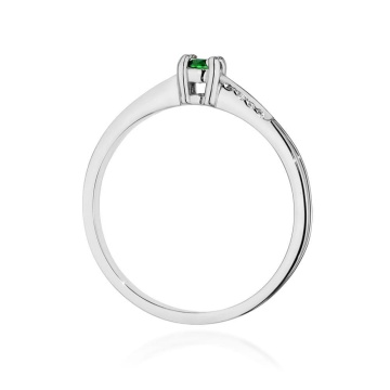 Inel Aur 14K cu Smarald 0.15 ct si Diamante Naturale 0.04 ct - Img 9