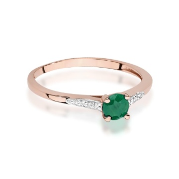 Inel Aur 14K cu Smarald 0.30 ct si Diamante Naturale 0.03 ct - Img 6