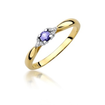 Inel Aur 14K cu Tanzanit 0.15 ct si Diamante Naturale 0.03 ct