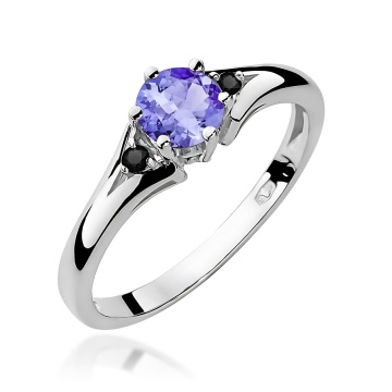 Inel Aur 14K cu Tanzanit 0.50 ct si Diamante Naturale Negre 0.03 ct - Img 4