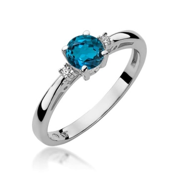 Inel Aur 14K cu Topaz London Blue 0.50 ct si Diamante Naturale 0.03 ct - Img 4