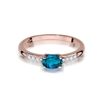 Inel Aur 14K cu Topaz London Blue 0.50 ct si Diamante Naturale 0.03 ct - Img 6
