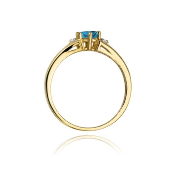 Inel Aur 14K cu Topaz London Blue 0.50 ct si Diamante Naturale 0.03 ct - Img 3