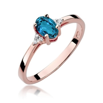 Inel Aur 14K cu Topaz London Blue 0.50 ct si Diamante Naturale 0.05 ct - Img 4