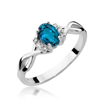 Inel Aur 14K cu Topaz London Blue 0.50 ct si Diamante Naturale 0.05 ct - Img 5