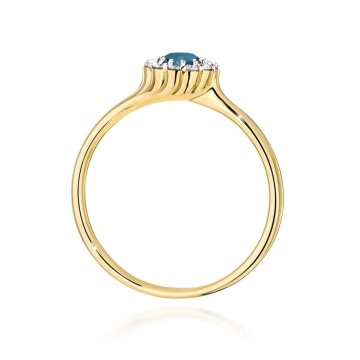 Inel Aur 14K cu Topaz London Blue 0.50 ct si Diamante Naturale 0.10 ct - Img 3